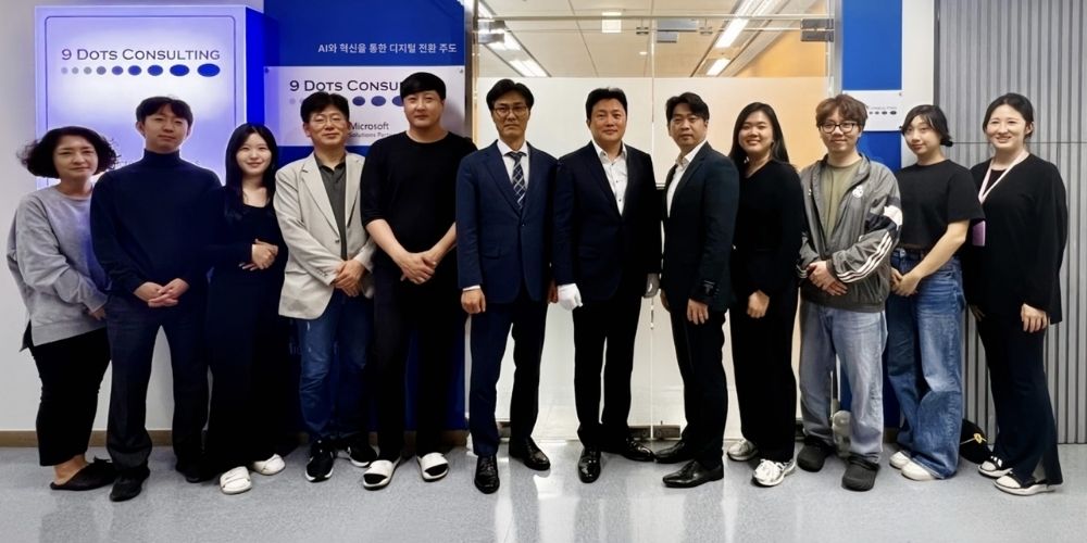 9 Dots Consulting team group photo marking of the South Korea office partnership