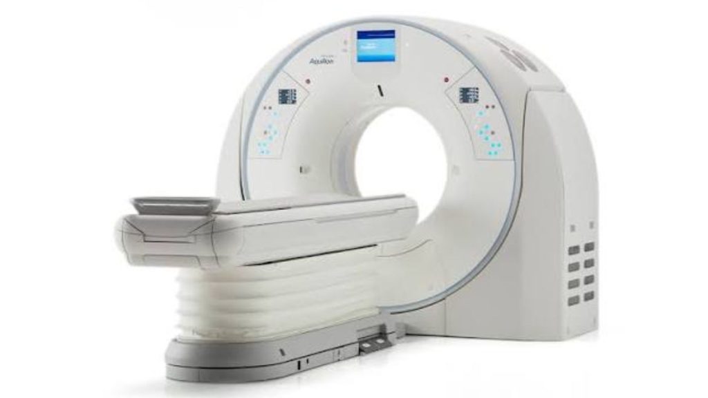 Canon Medical Systems imaging equipment featuring a CT scanner