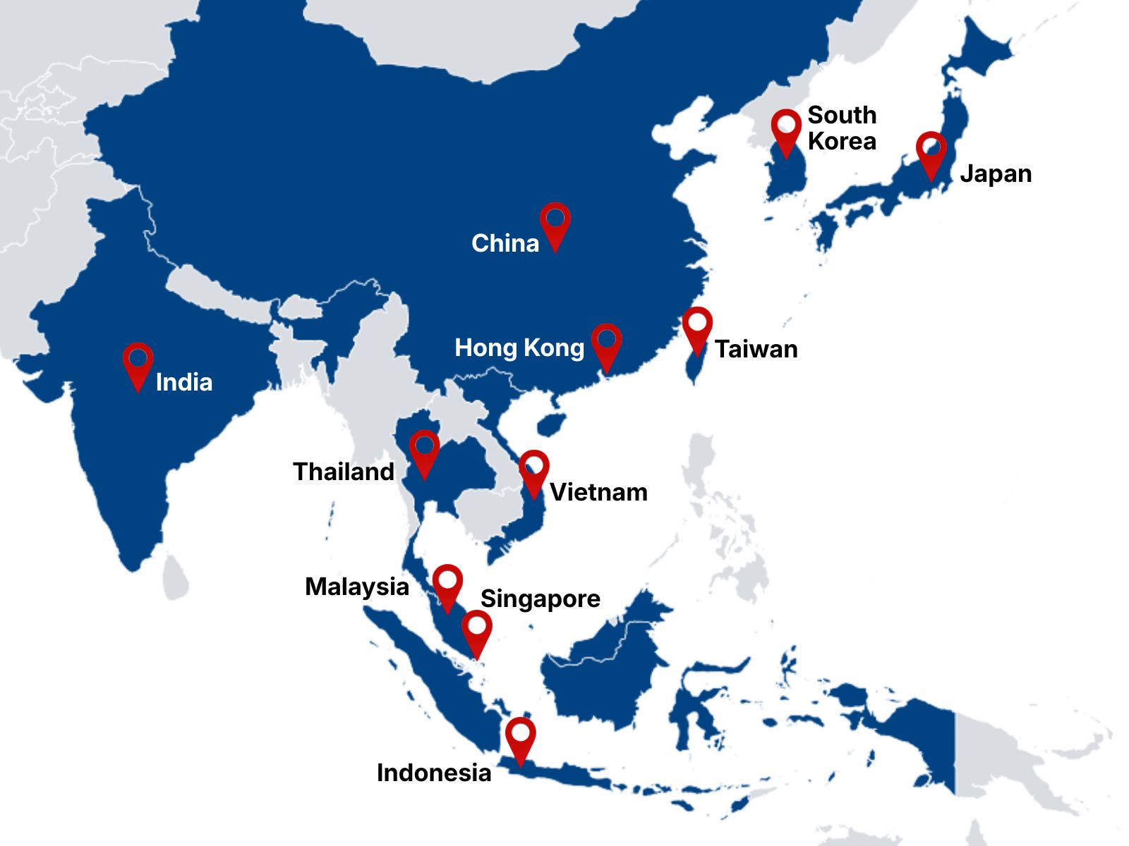 Map showing 9 Dots Consulting offices across Asia-Pacific, supporting regional Microsoft ERP, Retail and AI implementations.
