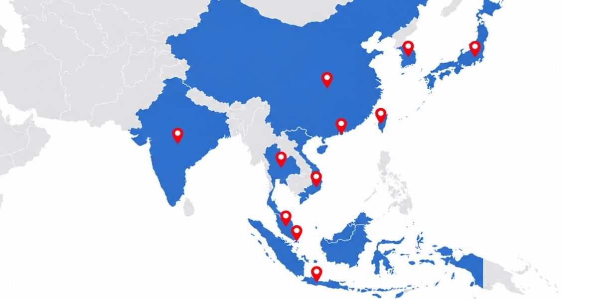 Map showing 9 Dots Consulting locations across 11 Asia-Pacific markets
