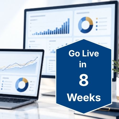Jumpstart Finance ERP image with an 8-week go-live badge