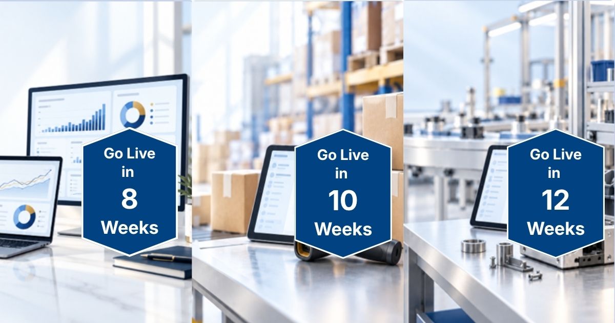 Jumpstart ERP go-live timelines for Business Central: Finance in 8 weeks, Trade in 10 weeks and Assembly in 12 weeks